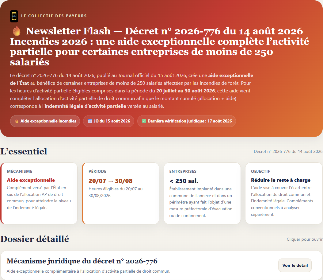 Flash Info Paie — Décret n° 2026-776 : en-tête et l'essentiel